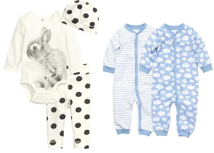 Ropa para bebés recién nacidos en tonos azules y blancos 