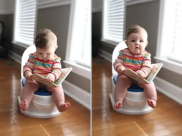 tips para dejar el pañal bebe sentado en orinal