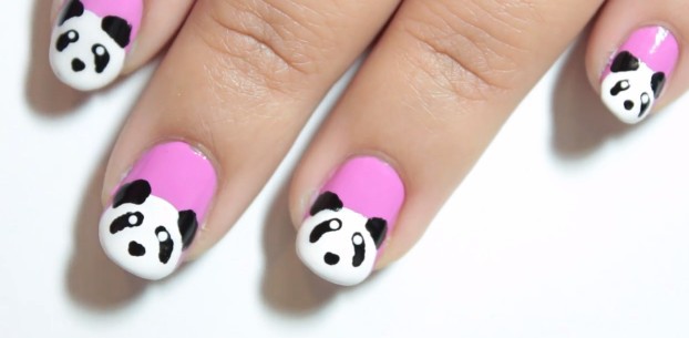 Decoración de uñas oso panda Decoración de uñas oso panda