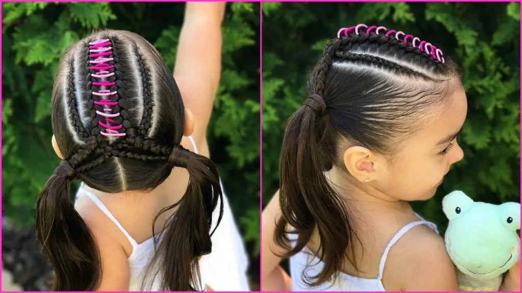 Peinados para niñas con ligas y trenzas coquetos