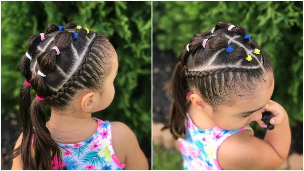 Peinados para niñas con ligas y trenzas casual