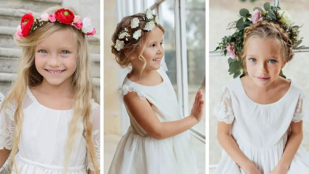 Peinados para niñas para boda con flores