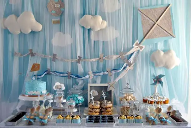 Decoración con telas para baby shower Decoración con telas para baby shower
