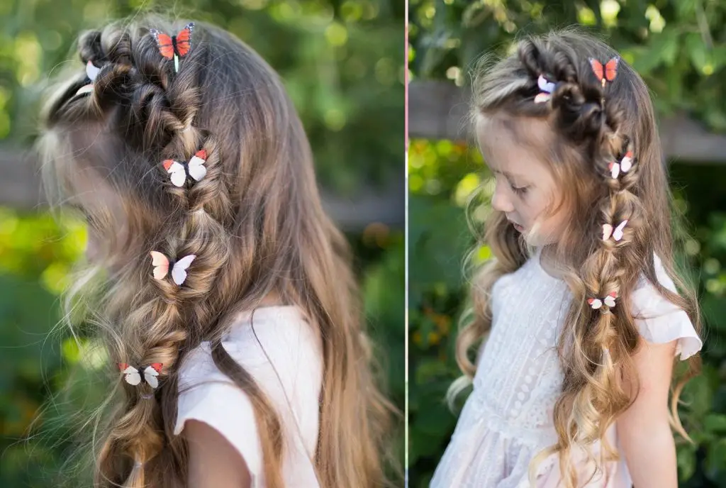 peinados de niñas para fiestas con mariposa