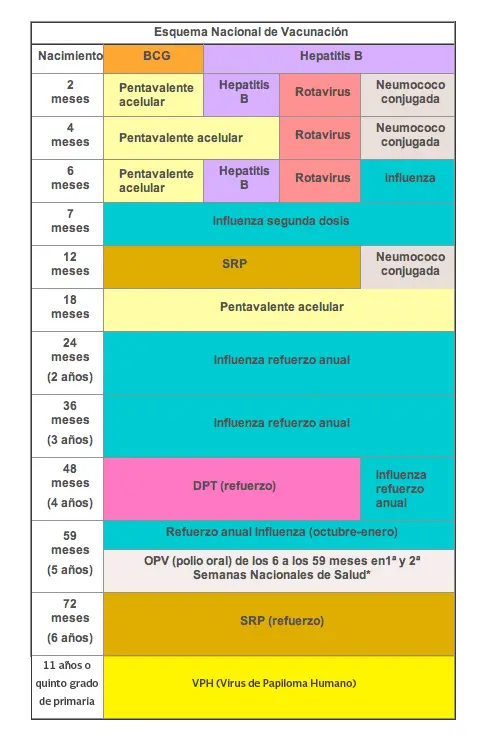 Esquema Nacional de Vacunacion Mexico