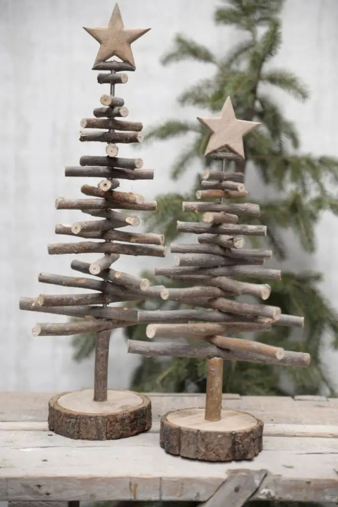 adornos de navidad árbol de madera