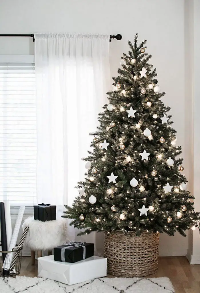 como decorar un árbol de navidad en blanco