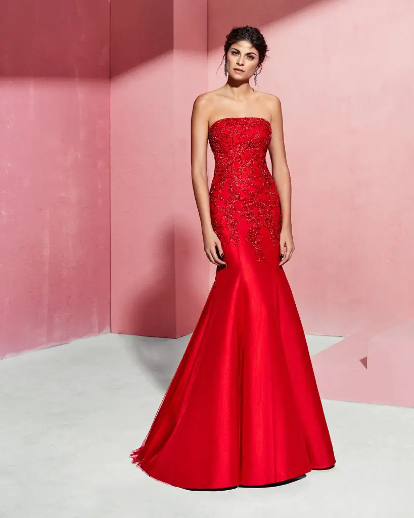 vestidos elegantes rojo sirena