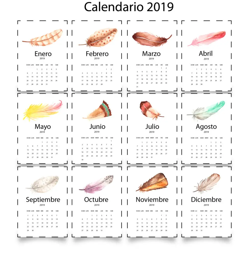 Calendario 2019 todos los meses