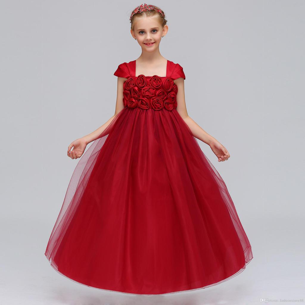 Vestidos Coreanos Elegantes Para Fiesta, Vestidos Rojos De Princesa Para  Invitados De Boda Para Niñas De A 12 Años De Gala 