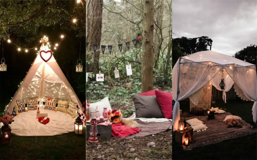 ideas para una noche romántica acampar