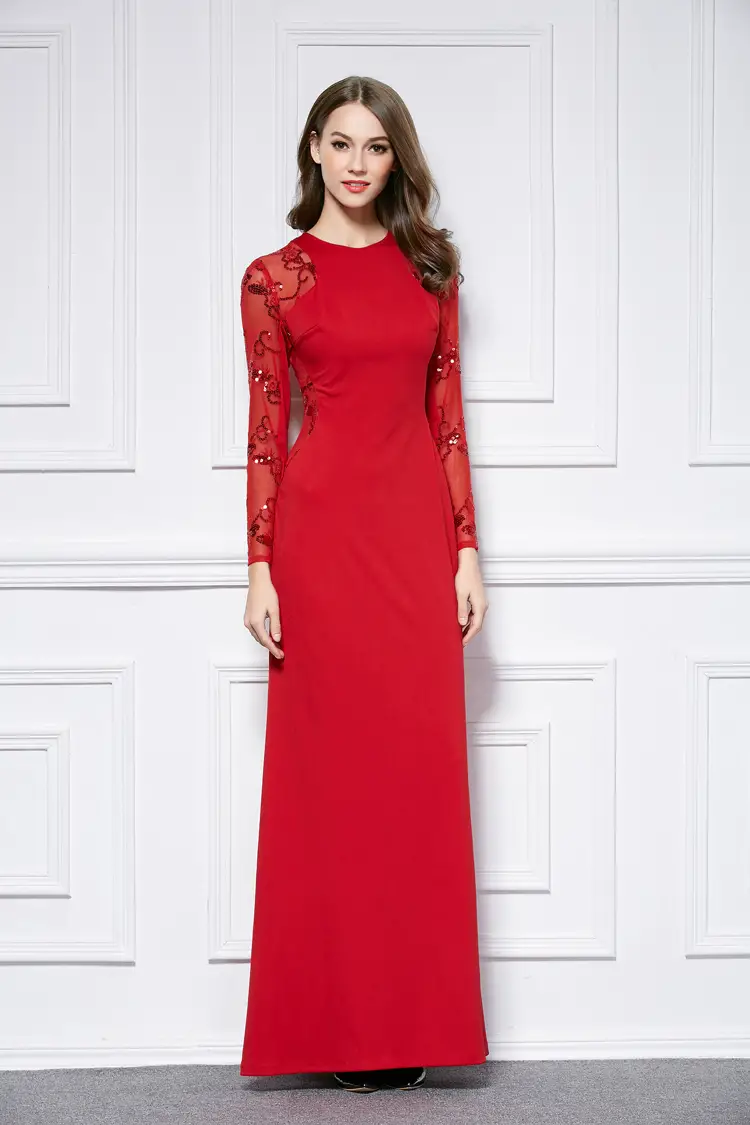 Red dress long sleeves cocktail pants outfit