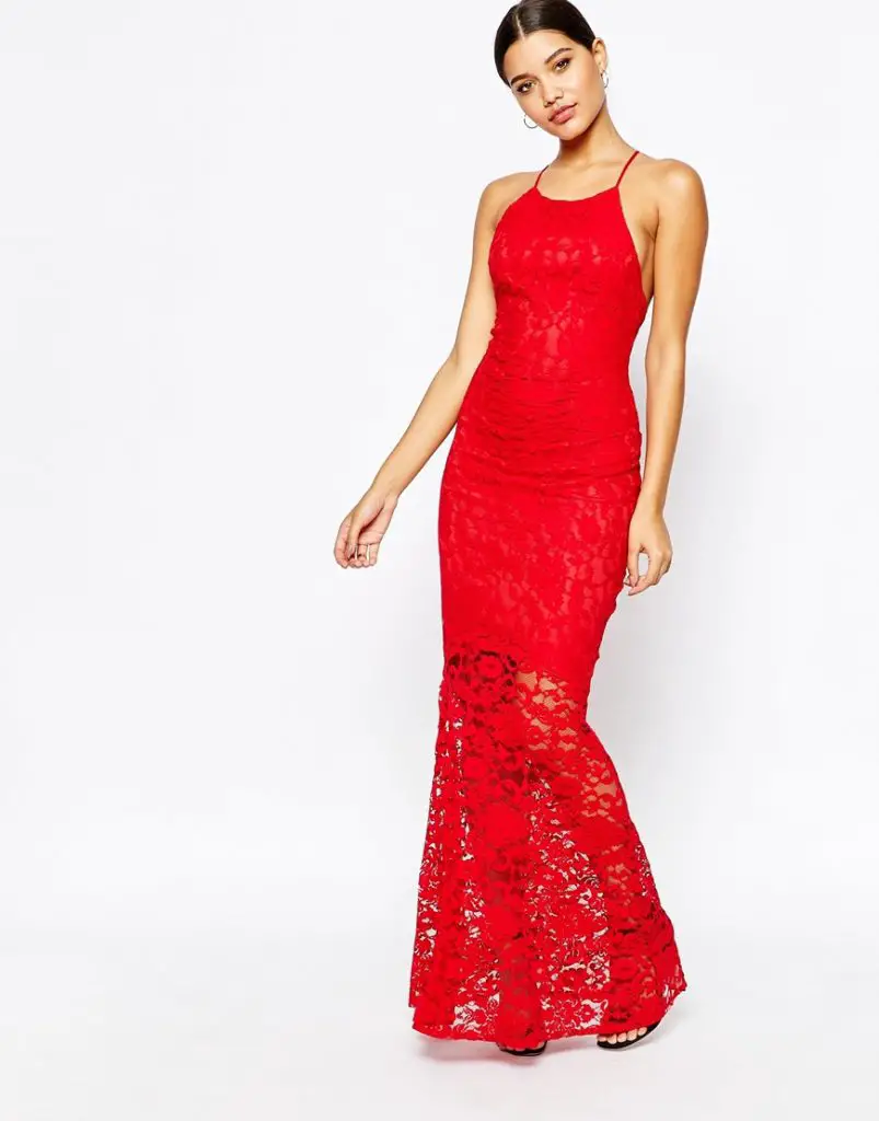 Un vestido rojo elegante con encaje