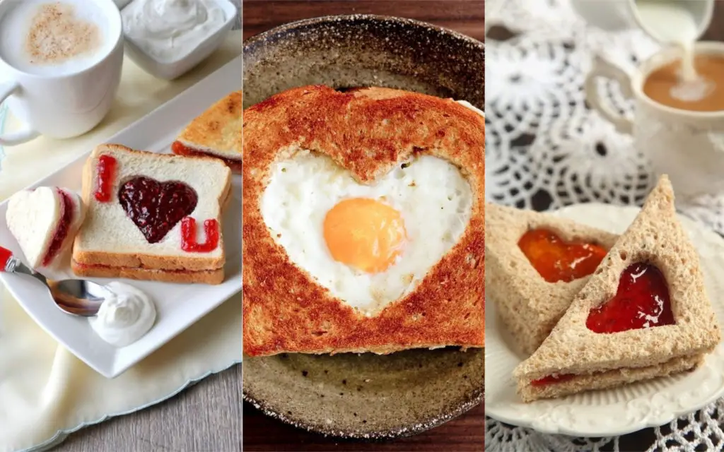 desayunos sorpresas sandwich en forma de corazon