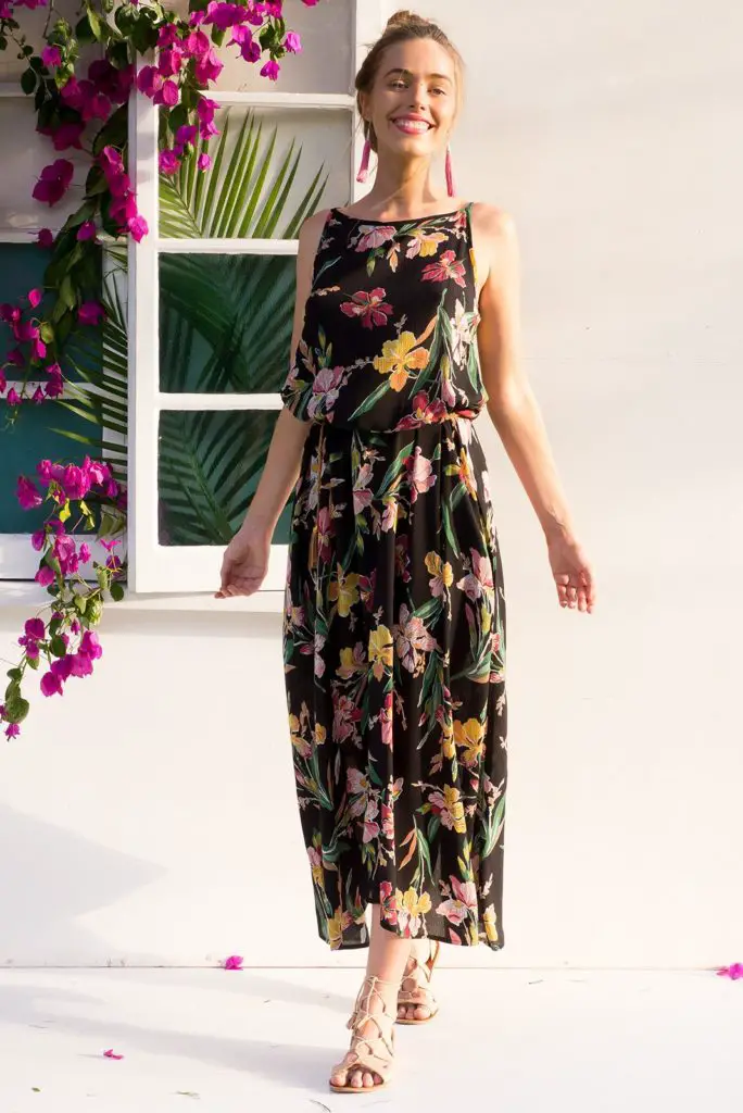 Vestidos Boho Largos YOUJIA Boho Estampado Sin Mangas Largo Vestido Redondo Corte Imperio Vestidos Maxi Hija Y A Mi (#4 Azul, 11-12T Vestidos Boho Elegantes