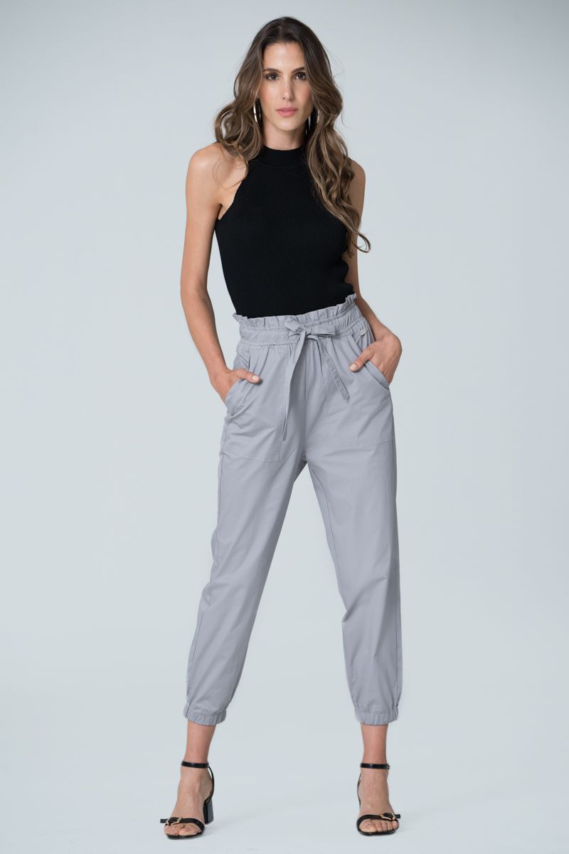 Pantalon De Vestir Gris Mujer