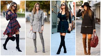 Así se llevan las botas largas con vestido esta temporada ¡Looks sexys!