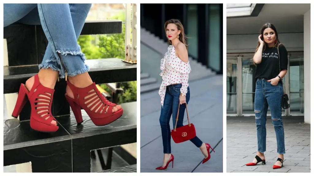 Zapatos rojos con jean