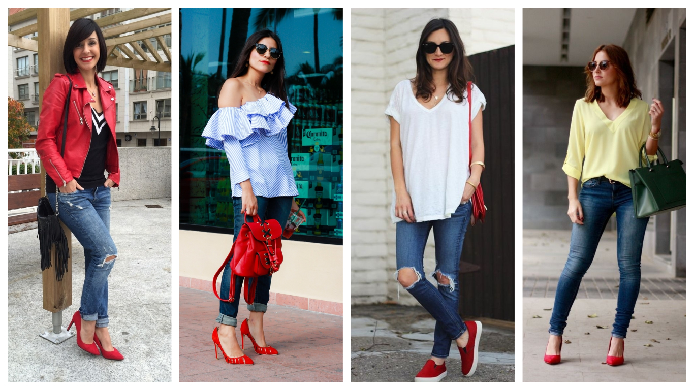 Zapatos rojos con jeans: ¡Ultimas tendencias outfits y