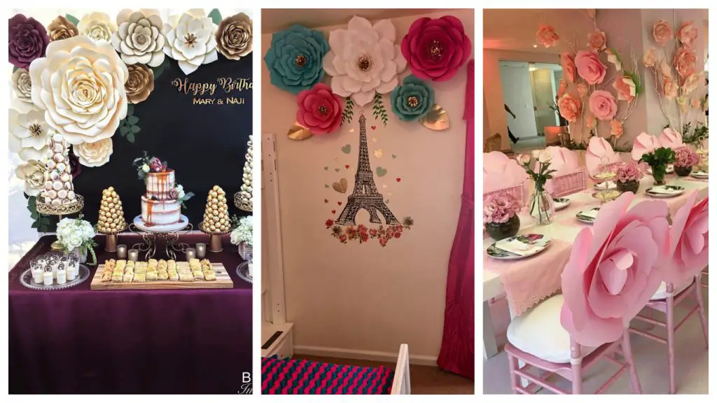 Decoración con flores de papel Decoración con flores de papel
