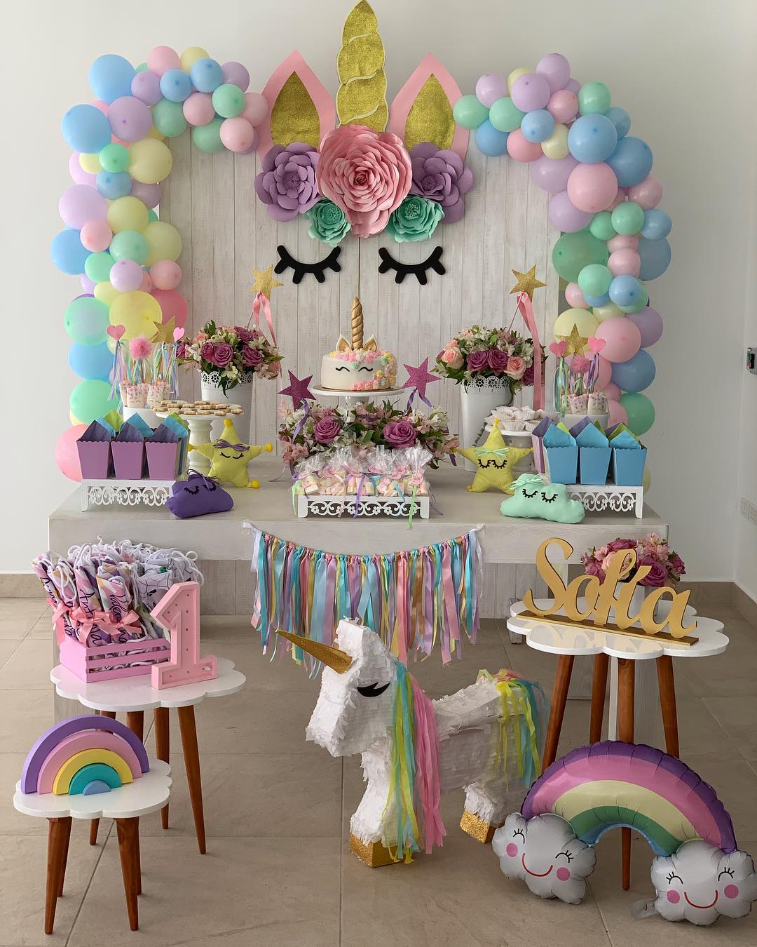 Decoración con unicornios para cumpleaños Decoración con unicornios para cumpleaños