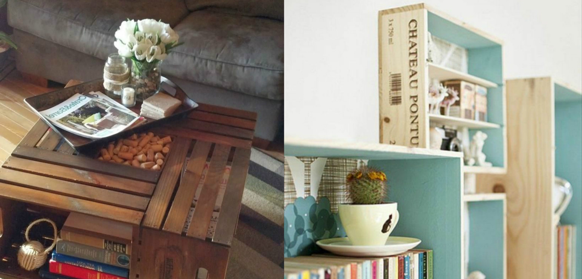 Decoración con cajas de madera Decoración con cajas de madera