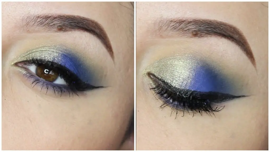 Maquillaje con sombras azules 