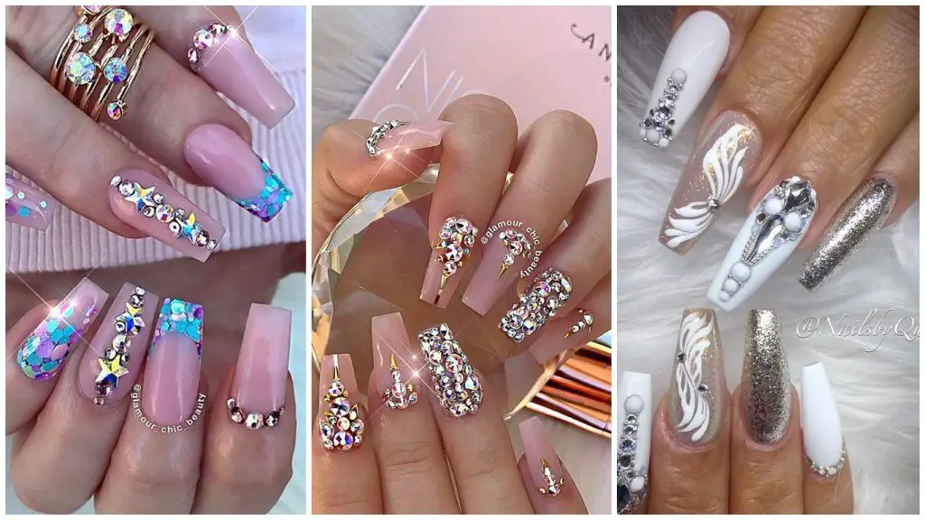 uñas con diamantes