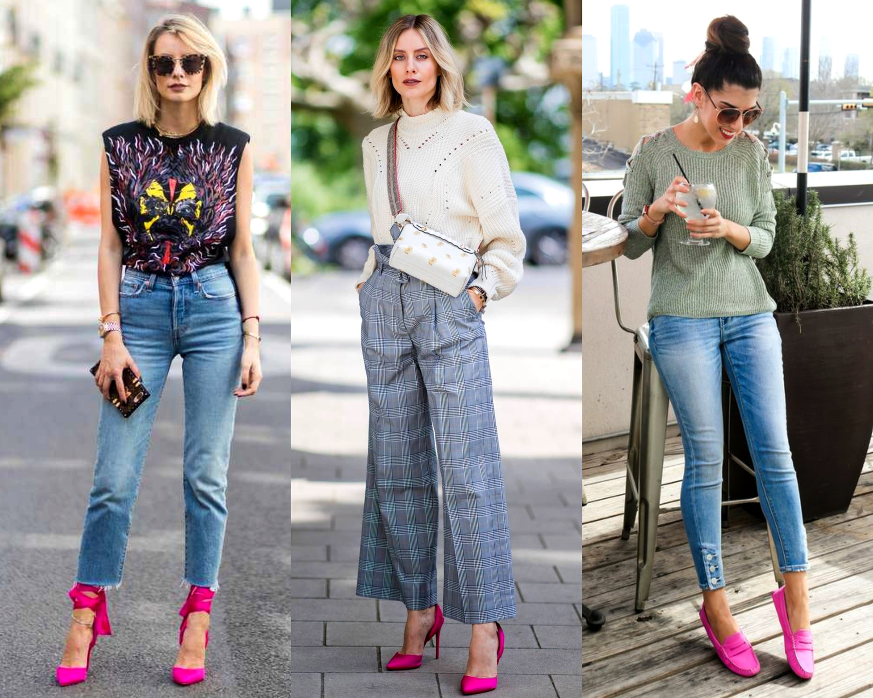 Combinación de colores en ropa y zapatos de mujer Combinación de colores en ropa y zapatos de mujer