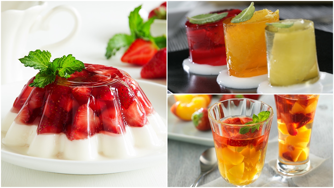 Postres con gelatina y frutas