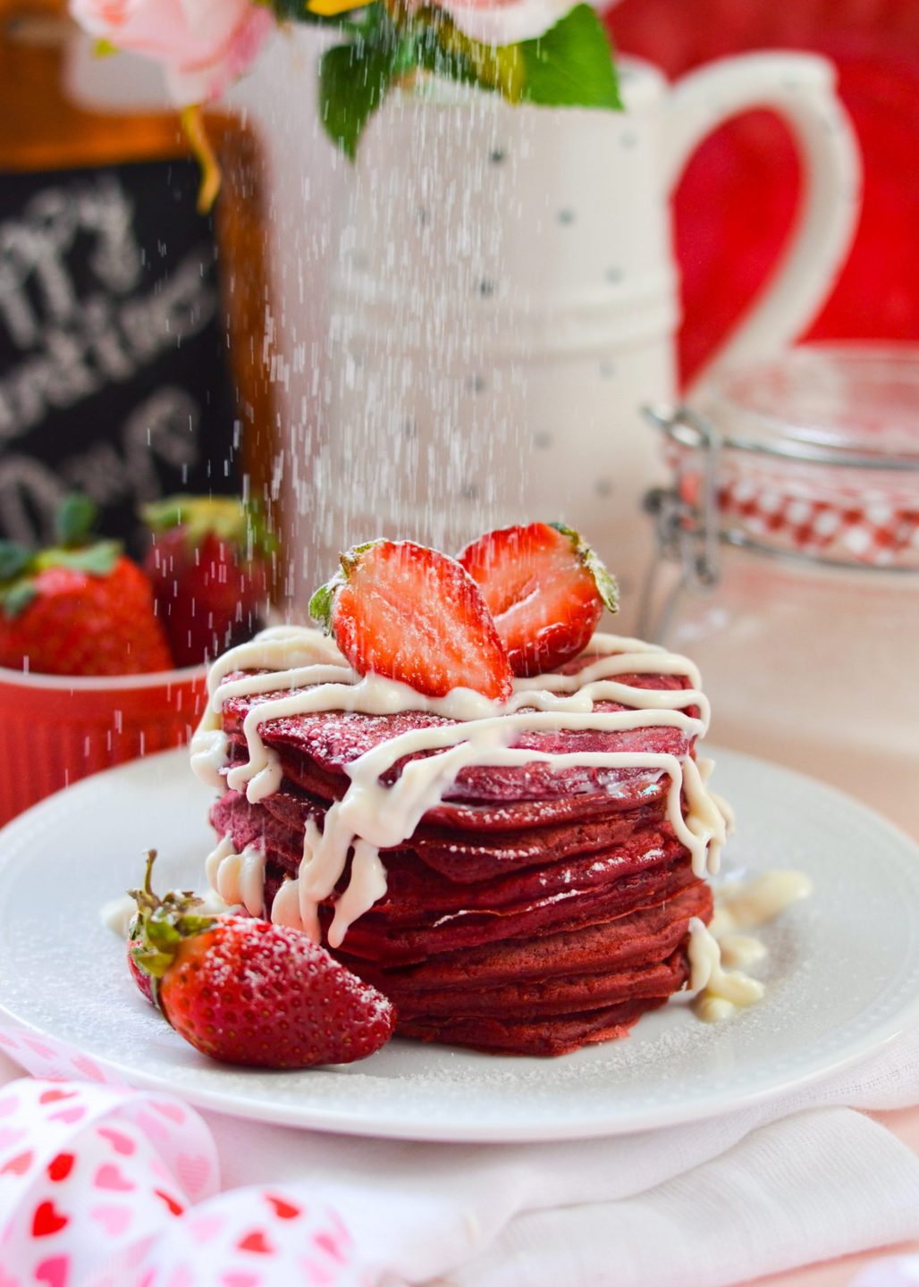 desayunos románticos panqueques red velvet