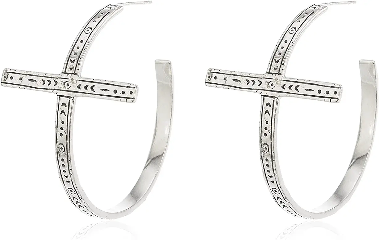 Pendientes aros con cruz Pendientes aros con cruz