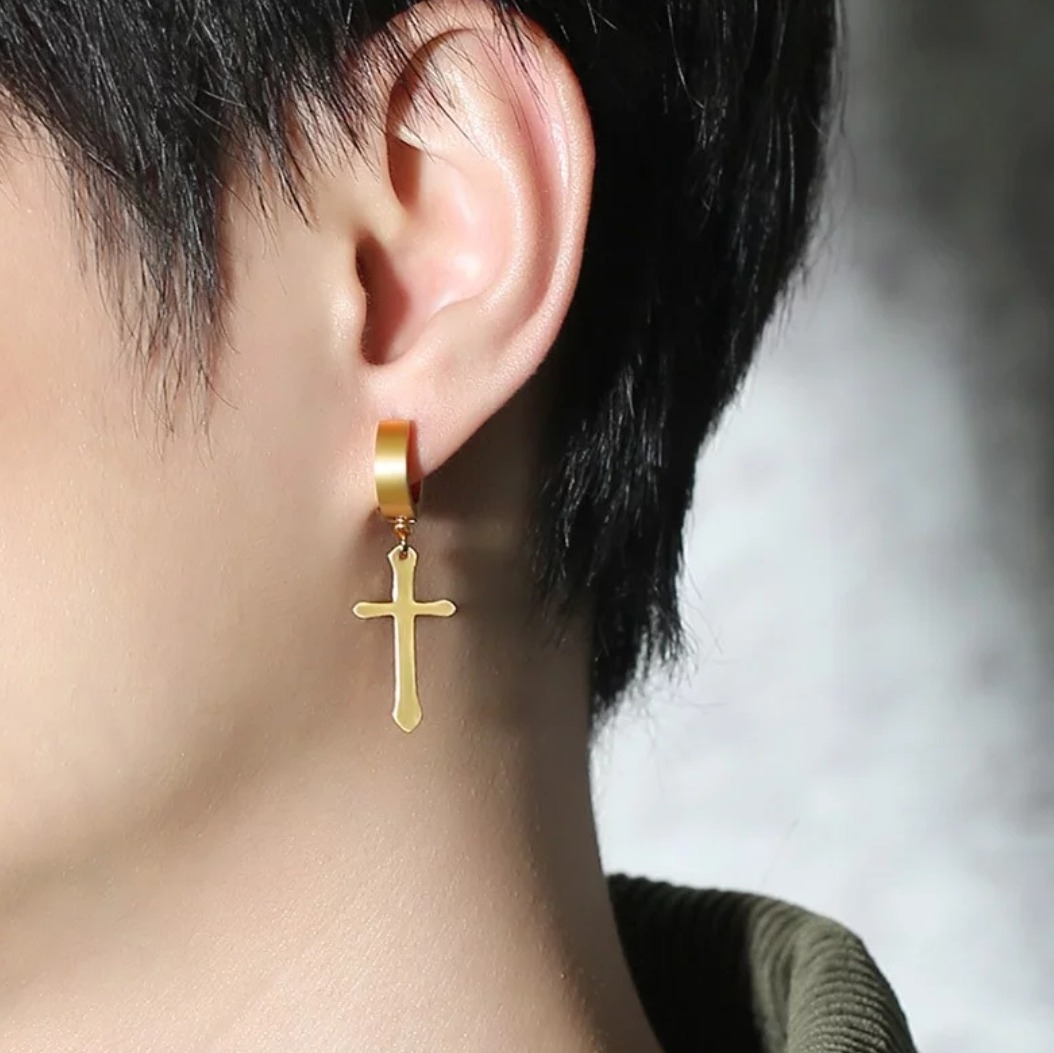 Pendientes aros con cruz Pendientes aros con cruz