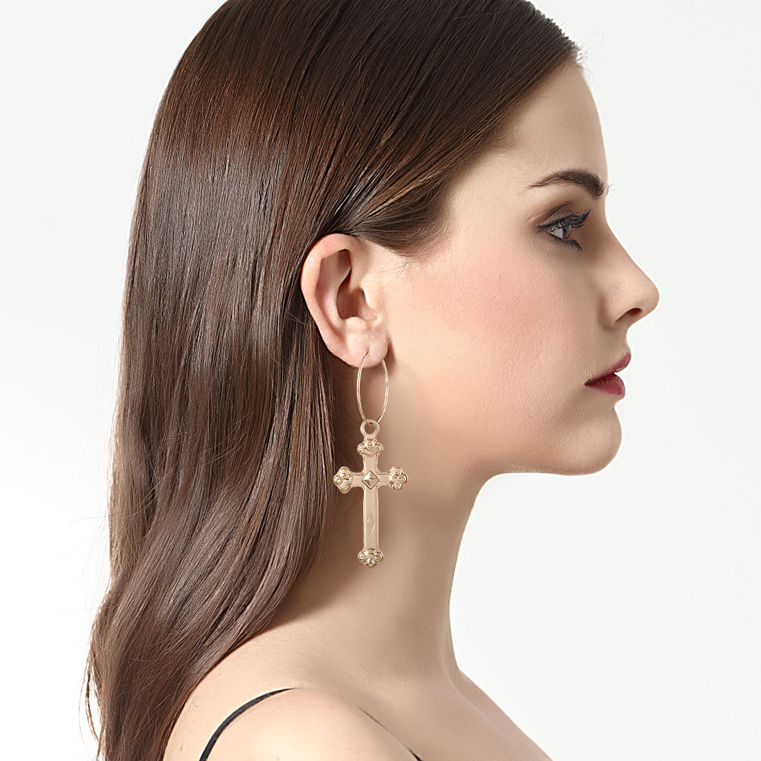 Pendientes aros con cruz Pendientes aros con cruz