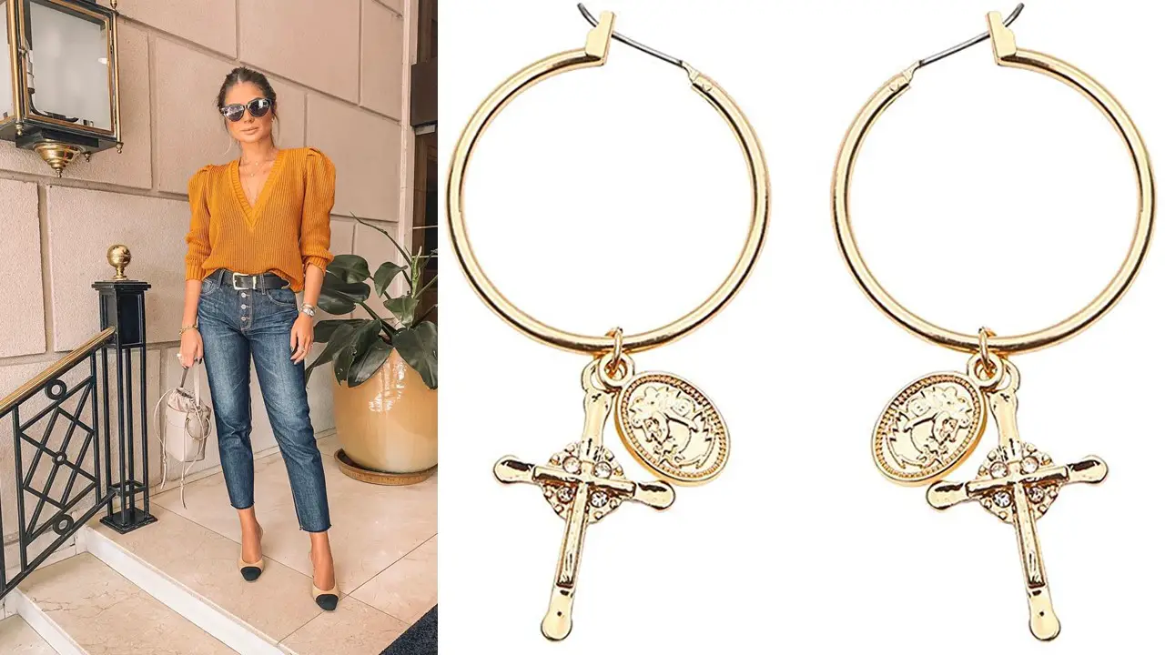 Pendientes aros con cruz Pendientes aros con cruz