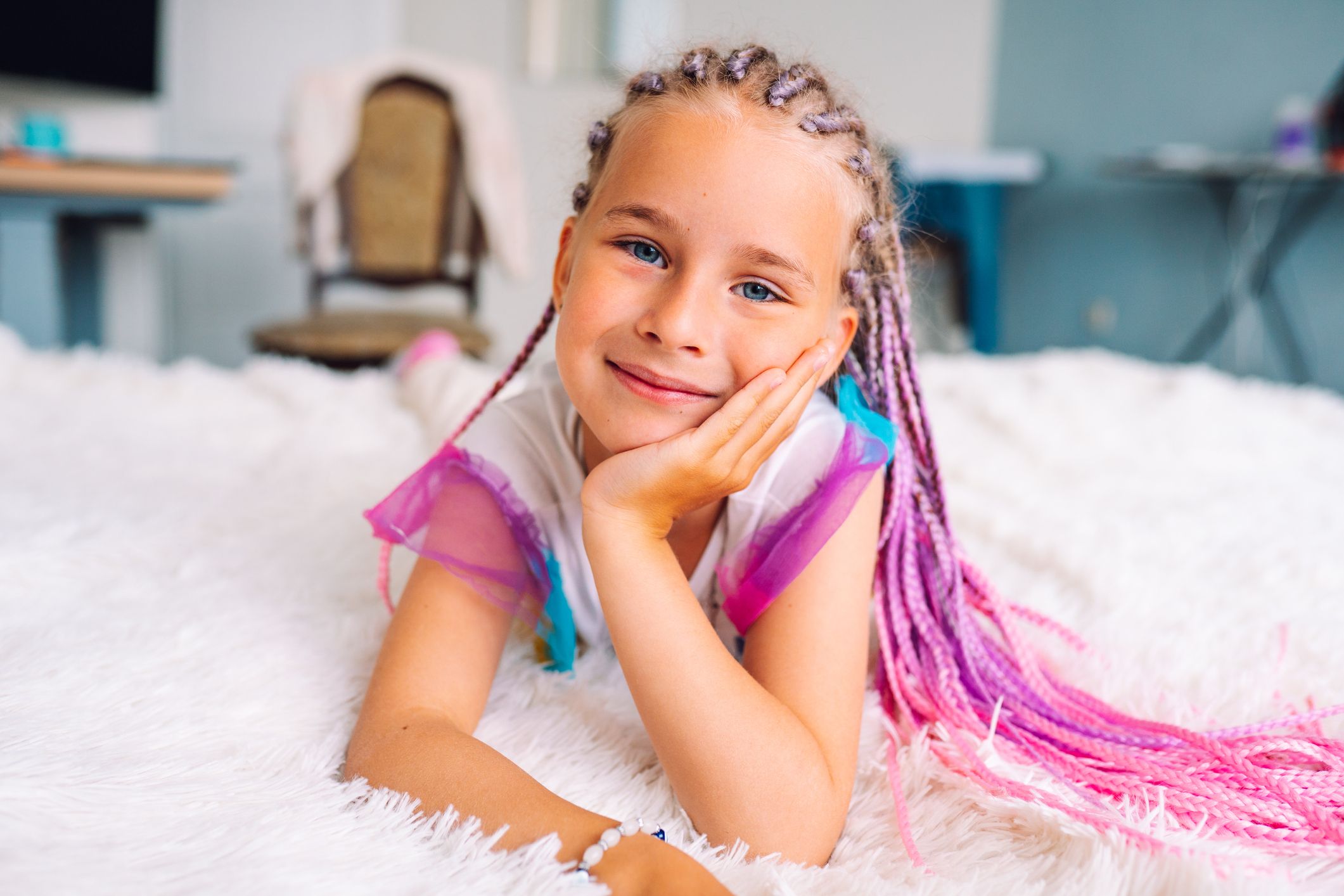 Trenzas de colores para niñas