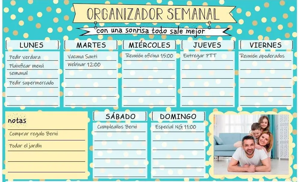 organizador semanal para imprimir