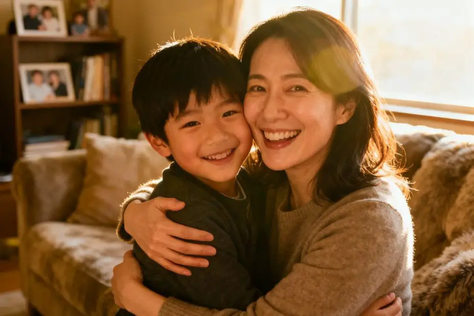 Madre abrazando a su hijo pequeño con amor - Consejos para madres de niños y crianza positiva